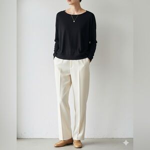 VINCE Minimalist, Black Basic Lightweight Long Sleeve Shirt | Medium